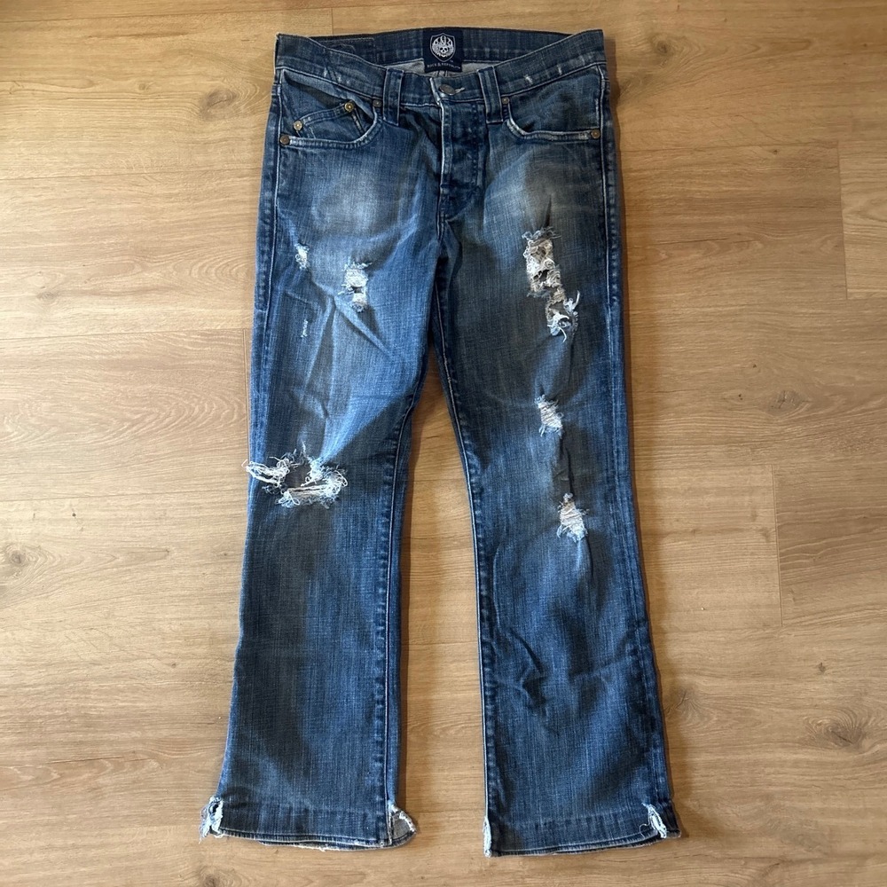 Vintage Rock & Republic Distressed Bootcut Jeans Medium Wash Size 32